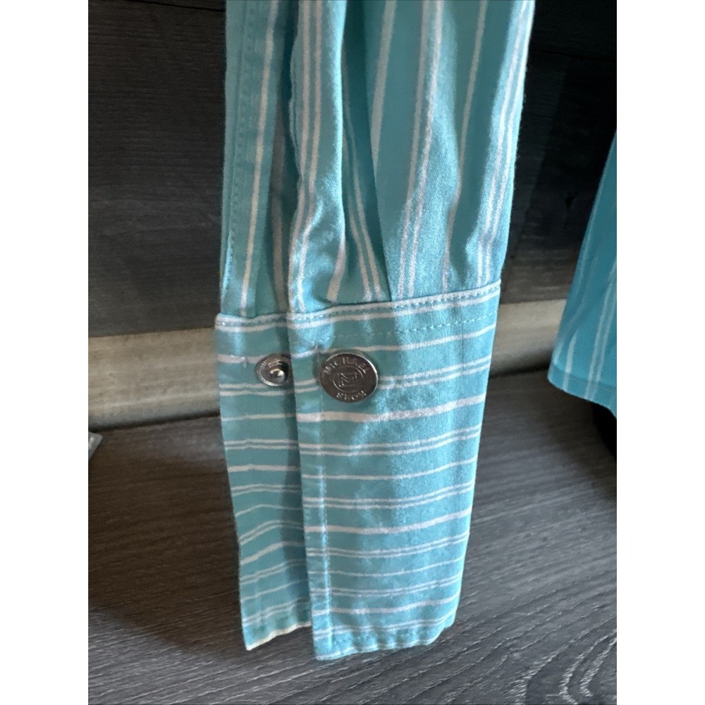 Michael Kors Sz 6 Blue White Stripe Button Front Blouse Top Casual - Picture 3 of 5